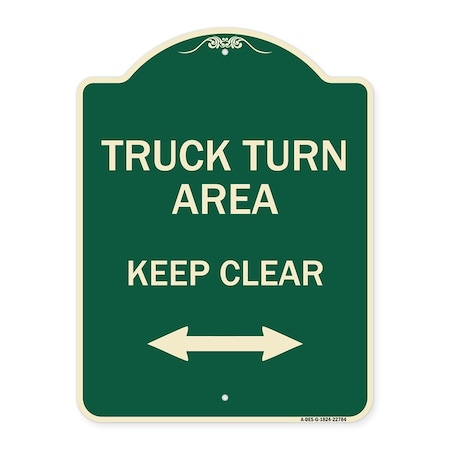 Signmission Truck Turn Area Keep Clear W/ Bidirectional Arrow Heavy-Gauge Aluminum Sign, 24" x 18", G-1824-22784 A-DES-G-1824-22784